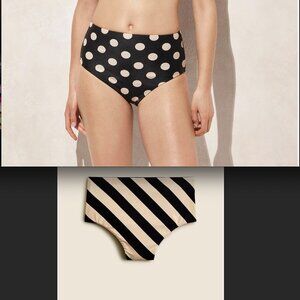 J.Crew Hallie bikini bottom in dot-stripe print-BX697-Black Dot-polka dot/stripe